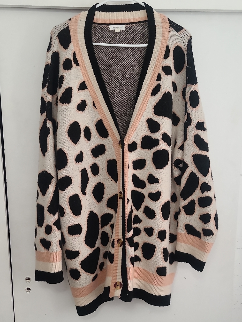 Chic Soul Pink & Black Leopard Print Cardigan